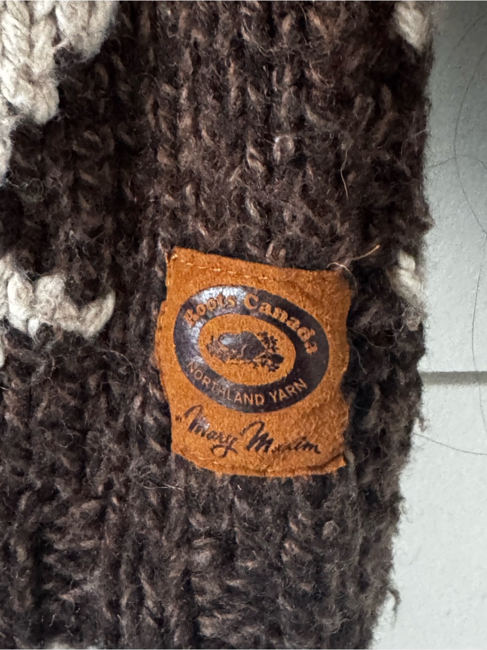 Mary Maxim Roots Colab Size XS ( Generous) Hand Knit Beaver Cardigan Full Zip - Picture 9 of 17